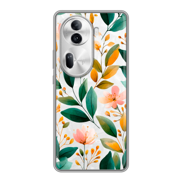 Силиконовый чехол на OPPO Reno 11 Pro с принтом Цветы паттерн Силиконовый чехол на OPPO Reno 11 Pro с принтом Цветы паттерн