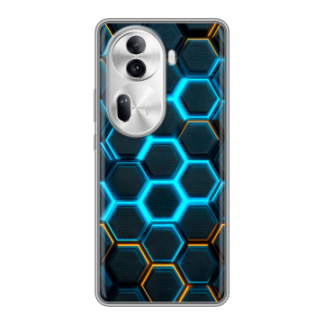 Силиконовый чехол на OPPO Reno 11 Pro с принтом Неоновые соты Силиконовый чехол на OPPO Reno 11 Pro с принтом Неоновые соты