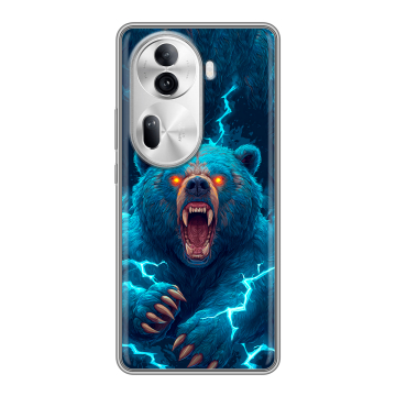 Силиконовый чехол на OPPO Reno 11 Pro с принтом Медведь Силиконовый чехол на OPPO Reno 11 Pro с принтом Медведь