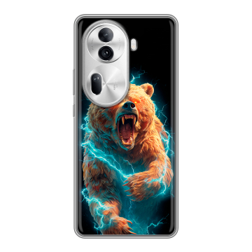 Силиконовый чехол на OPPO Reno 11 Pro с принтом Медведь Силиконовый чехол на OPPO Reno 11 Pro с принтом Медведь