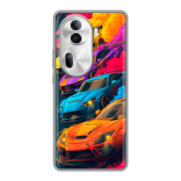 Силиконовый чехол на OPPO Reno 11 Pro с принтом Тачки Силиконовый чехол на OPPO Reno 11 Pro с принтом Тачки