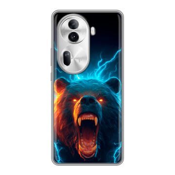 Силиконовый чехол на OPPO Reno 11 Pro с принтом Медведь Силиконовый чехол на OPPO Reno 11 Pro с принтом Медведь