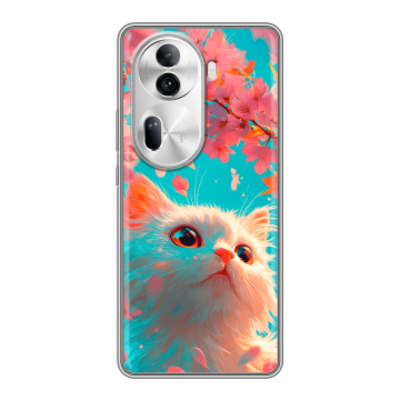 Силиконовый чехол на OPPO Reno 11 Pro с принтом Красивый кот Силиконовый чехол на OPPO Reno 11 Pro с принтом Красивый кот