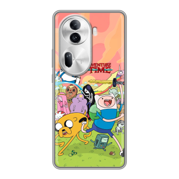Силиконовый чехол на OPPO Reno 11 Pro с принтом Adventure time Время приключений Силиконовый чехол на OPPO Reno 11 Pro с принтом Adventure time Время приключений
