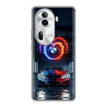 Силиконовый чехол на OPPO Reno 11 Pro с принтом BMW БМВ