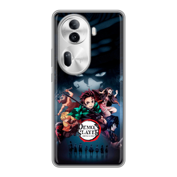 Силиконовый чехол на OPPO Reno 11 Pro с принтом Demon Slayer Клинок рассекающий демонов
