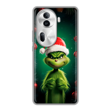 Силиконовый чехол на OPPO Reno 11 Pro с принтом Гринч Новый год Рождество Силиконовый чехол на OPPO Reno 11 Pro с принтом Гринч Новый год Рождество