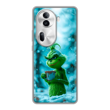 Силиконовый чехол на OPPO Reno 11 Pro с принтом Новый год гринч Силиконовый чехол на OPPO Reno 11 Pro с принтом Новый год гринч