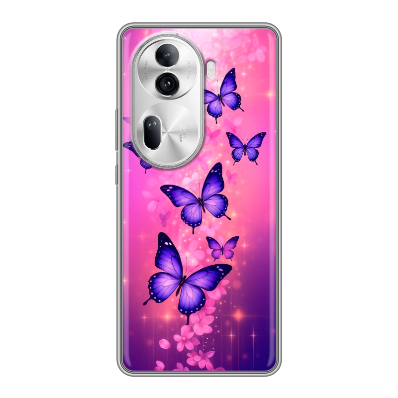 Силиконовый чехол на OPPO Reno 11 Pro с принтом Бабочки Силиконовый чехол на OPPO Reno 11 Pro с принтом Бабочки