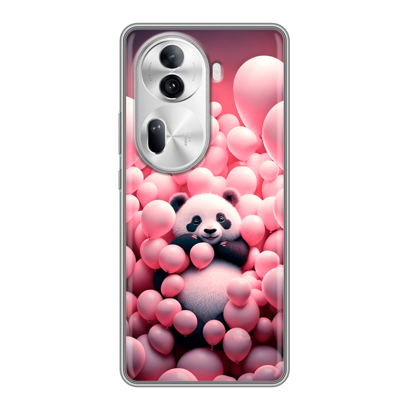 Силиконовый чехол на OPPO Reno 11 Pro с принтом Панда Силиконовый чехол на OPPO Reno 11 Pro с принтом Панда