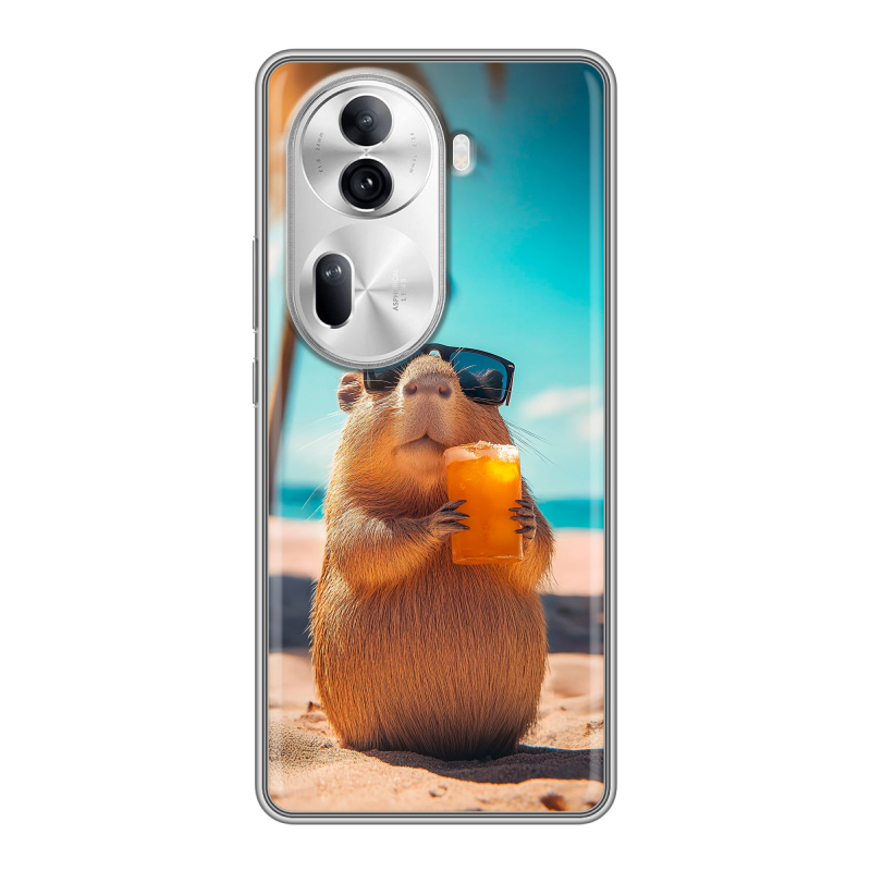 Силиконовый чехол на OPPO Reno 11 Pro с принтом Капибара Силиконовый чехол на OPPO Reno 11 Pro с принтом Капибара