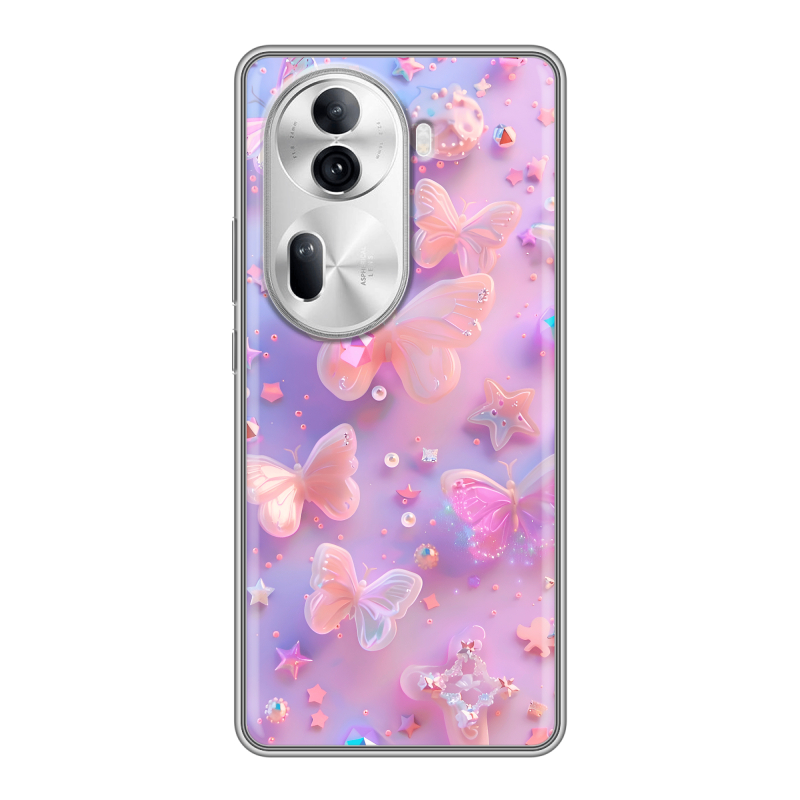 Силиконовый чехол на OPPO Reno 11 Pro с принтом Бабочки Силиконовый чехол на OPPO Reno 11 Pro с принтом Бабочки