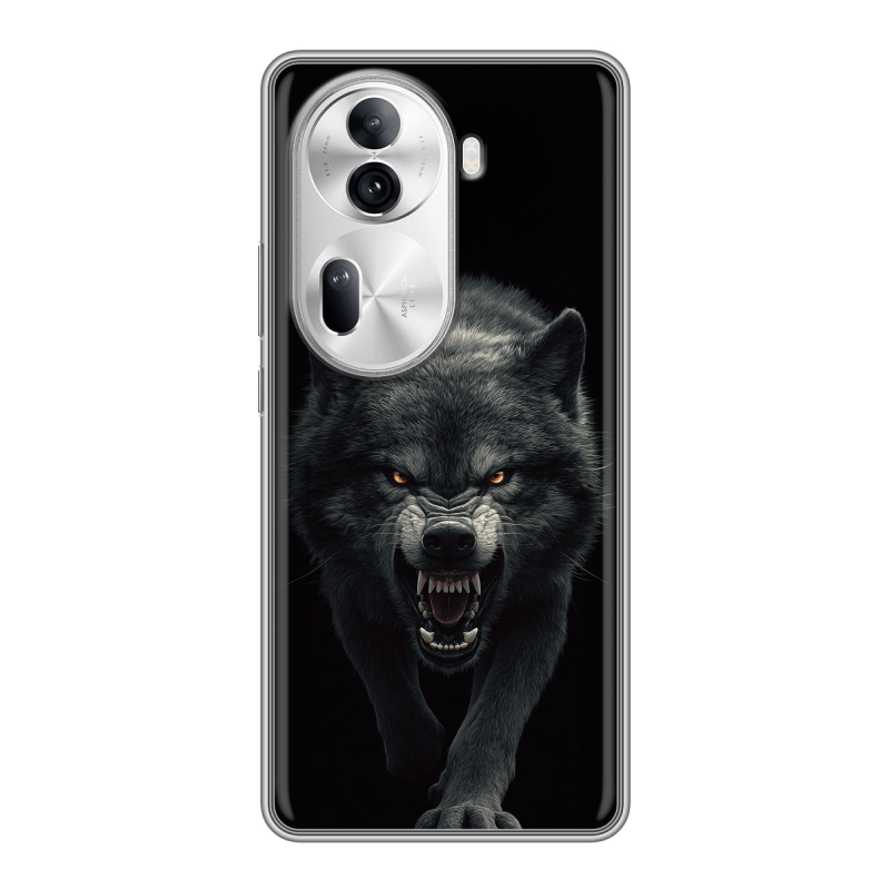 Силиконовый чехол на OPPO Reno 11 Pro с принтом Волк Силиконовый чехол на OPPO Reno 11 Pro с принтом Волк
