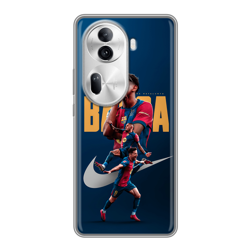 Силиконовый чехол на OPPO Reno 11 Pro с принтом Барселона Barca Yamal Силиконовый чехол на OPPO Reno 11 Pro с принтом Барселона Barca Yamal