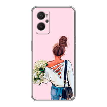 Силиконовый чехол на OPPO A36 с принтом Девушка и букет Силиконовый чехол на OPPO A36 с принтом Девушка и букет