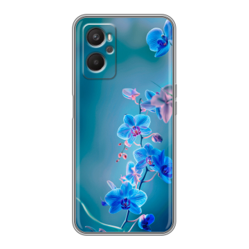 Силиконовый чехол на OPPO A36 с принтом Голубые цветы Силиконовый чехол на OPPO A36 с принтом Голубые цветы