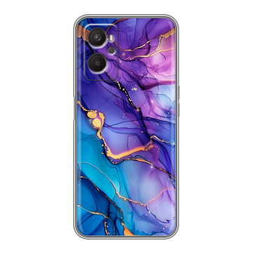 Силиконовый чехол на OPPO A36 с принтом синий мрамор Силиконовый чехол на OPPO A36 с принтом синий мрамор
