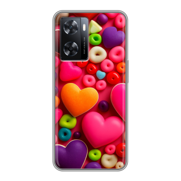 Силиконовый чехол на OPPO A57 с принтом Сердечки Силиконовый чехол на OPPO A57 с принтом Сердечки