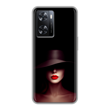 Силиконовый чехол на OPPO A57 с принтом Девушка в шляпе Силиконовый чехол на OPPO A57 с принтом Девушка в шляпе