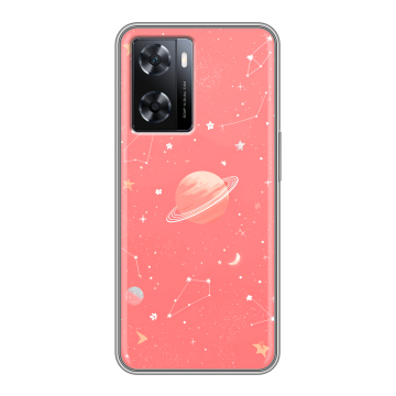 Силиконовый чехол на OPPO A57 с принтом Розовый космос Силиконовый чехол на OPPO A57 с принтом Розовый космос