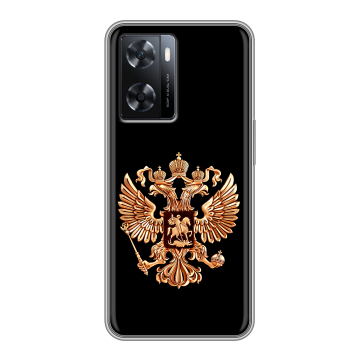 Силиконовый чехол на OPPO A77 с принтом Герб России золотой