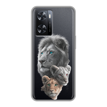 Силиконовый чехол на OPPO A77 с принтом Львы