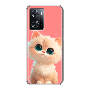 Силиконовый чехол на OPPO A77 с принтом Розовый котенок