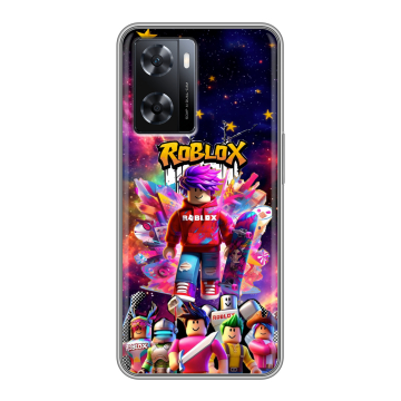 Силиконовый чехол на OPPO A77 с принтом Roblox Роблокс