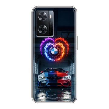 Силиконовый чехол на OPPO A77 с принтом BMW БМВ