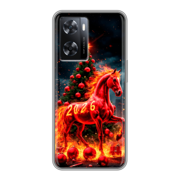 Силиконовый чехол на OPPO A77 с принтом Новый год
