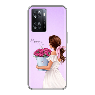 Силиконовый чехол на OPPO A77 с принтом женский