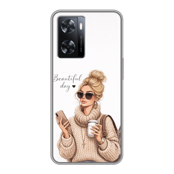Силиконовый чехол на OPPO A77 с принтом женский