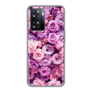 Силиконовый чехол на OPPO A77s с принтом лавандовые розы Силиконовый чехол на OPPO A77s с принтом лавандовые розы