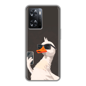 Силиконовый чехол на OPPO A77s с принтом утка в очках Силиконовый чехол на OPPO A77s с принтом утка в очках