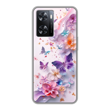 Силиконовый чехол на OPPO A77s с принтом цветы бабочки