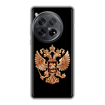 Силиконовый чехол на OnePlus 12 с принтом Герб России золотой