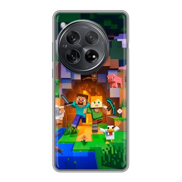 Силиконовый чехол на OnePlus 12 с принтом Майнкрафт Minecraft