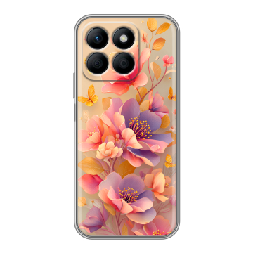 Силиконовый чехол на Honor X8b с принтом Цветы и бабочки