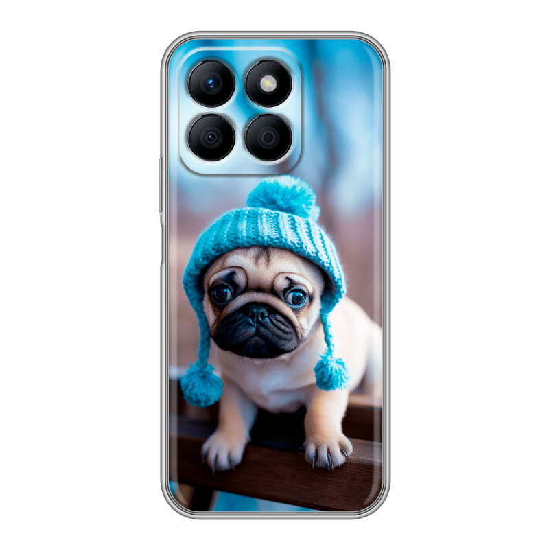 Силиконовый чехол на Honor X8b с принтом Мопс в шапке Силиконовый чехол на Honor X8b с принтом Мопс в шапке