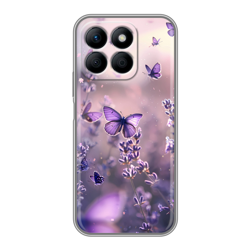 Силиконовый чехол на Honor X8b с принтом бабочки и лаванда Силиконовый чехол на Honor X8b с принтом бабочки и лаванда