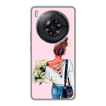 Силиконовый чехол на ZTE Nubia Z50S Pro с принтом Девушка и букет Силиконовый чехол на ZTE Nubia Z50S Pro с принтом Девушка и букет