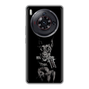Силиконовый чехол на ZTE Nubia Z50S Pro с принтом Доберман и пистолет Силиконовый чехол на ZTE Nubia Z50S Pro с принтом Доберман и пистолет