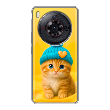 Силиконовый чехол на ZTE Nubia Z50S Pro с принтом Котенок в шапке