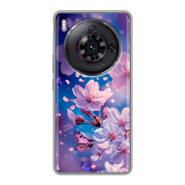 Силиконовый чехол на ZTE Nubia Z50S Pro с принтом цветы бабочки