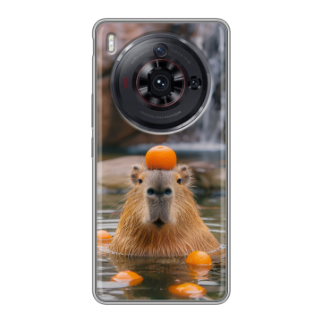 Силиконовый чехол на ZTE Nubia Z50S Pro с принтом Капибара с апельсином