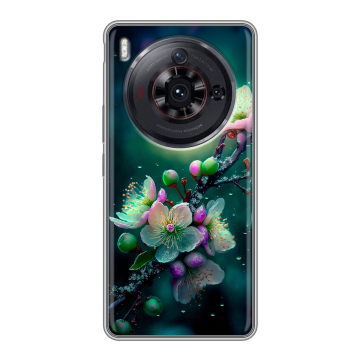 Силиконовый чехол на ZTE Nubia Z50S Pro с принтом Цветы и мрамор