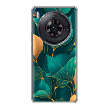 Силиконовый чехол на ZTE Nubia Z50S Pro с принтом Листья и золото