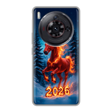 Силиконовый чехол на ZTE Nubia Z50S Pro с принтом Новый год коня