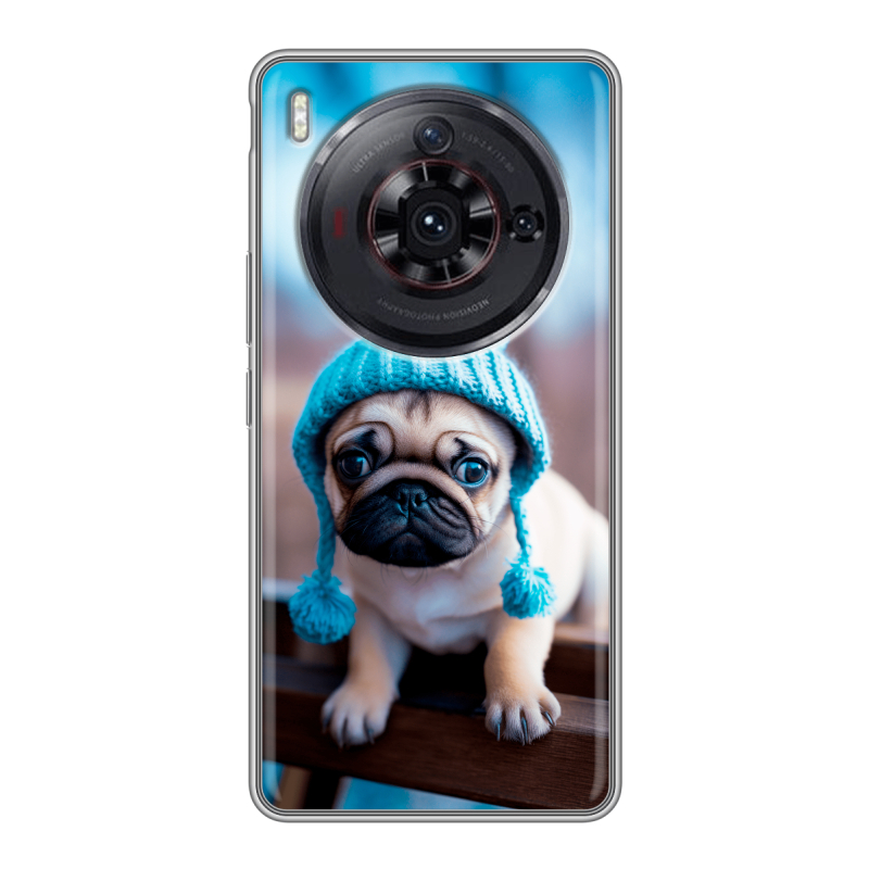 Силиконовый чехол на ZTE Nubia Z50S Pro с принтом Мопс в шапке Силиконовый чехол на ZTE Nubia Z50S Pro с принтом Мопс в шапке