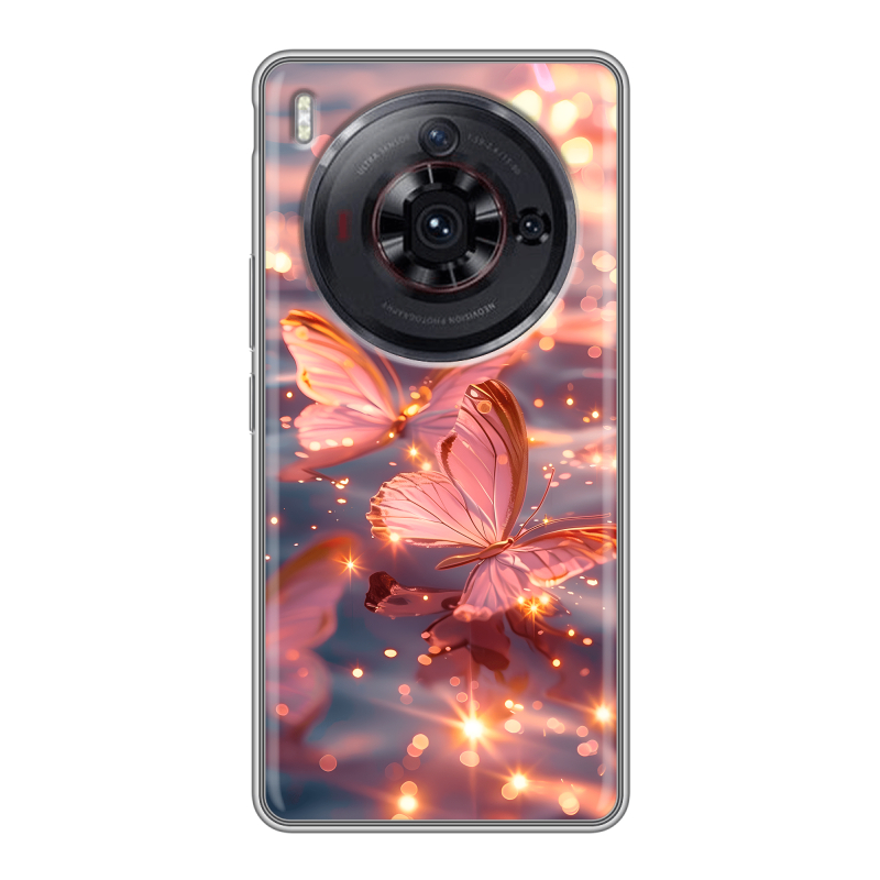 Силиконовый чехол на ZTE Nubia Z50S Pro с принтом бабочки розовые Силиконовый чехол на ZTE Nubia Z50S Pro с принтом бабочки розовые